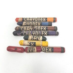 Vintage American Crayon Co Crayonex Drawing Crayons Set of 7 Antique Supplies